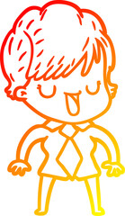 warm gradient line drawing cartoon woman talking