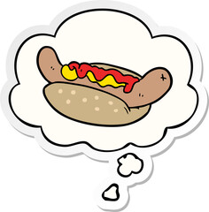 cartoon hot dog and thought bubble as a printed sticker