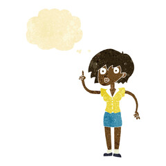 cartoon woman with question with thought bubble