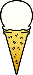 quirky gradient shaded cartoon vanilla ice cream cone