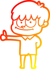 warm gradient line drawing happy cartoon man