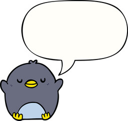cute cartoon penguin and speech bubble