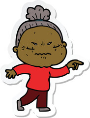 sticker of a cartoon annoyed old lady