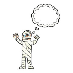 thought bubble cartoon bandaged mummy