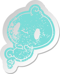 distressed old sticker of a kawaii cute ghost