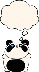 cartoon panda and thought bubble in comic book style