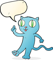 Obraz premium cartoon cat with idea with speech bubble