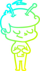 cold gradient line drawing friendly cartoon spaceman