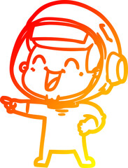 warm gradient line drawing happy cartoon astronaut