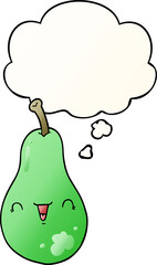 cartoon pear and thought bubble in smooth gradient style