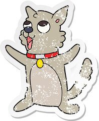 distressed sticker of a cartoon dog