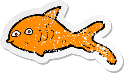 retro distressed sticker of a cartoon fish