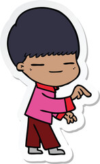 sticker of a cartoon smug boy