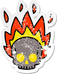 distressed sticker of a quirky hand drawn cartoon skull