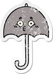 distressed sticker of a cute cartoon umbrella