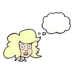 thought bubble cartoon surprised female face