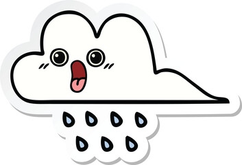 sticker of a cute cartoon rain cloud