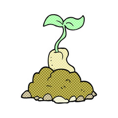 comic book style cartoon sprouting seed