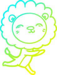 cold gradient line drawing cartoon running lion