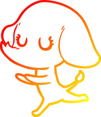 warm gradient line drawing cute cartoon elephant