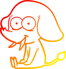 Obraz premium warm gradient line drawing happy cartoon elephant