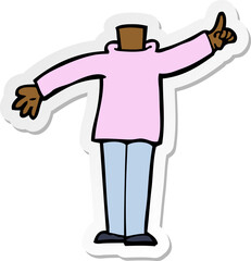 sticker of a cartoon body with raised hand