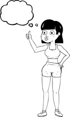 thought bubble cartoon gym woman