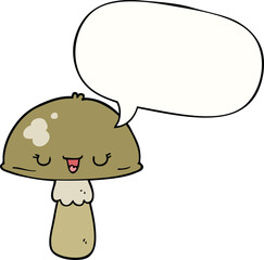 cartoon mushroom and speech bubble