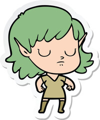 sticker of a cartoon elf girl