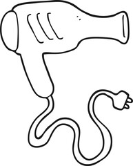 black and white cartoon hair dryer