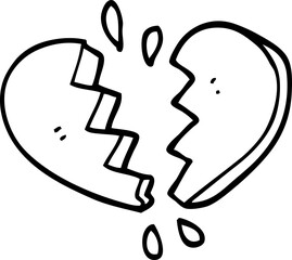 line drawing cartoon broken heart
