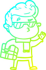 cold gradient line drawing cartoon cool guy