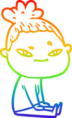 rainbow gradient line drawing cartoon woman
