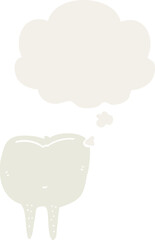 cartoon tooth and thought bubble in retro style