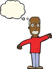 Obraz premium cartoon angry old man with thought bubble