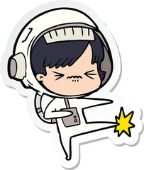 sticker of a cartoon astronaut woman
