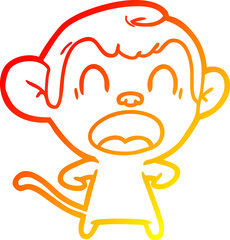 Fototapeta premium warm gradient line drawing shouting cartoon monkey