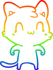 rainbow gradient line drawing cartoon happy cat