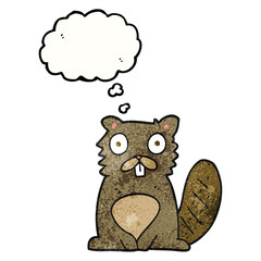 thought bubble textured cartoon beaver