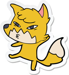 sticker of a clever cartoon fox