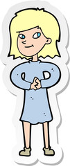 sticker of a cartoon happy woman