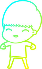cold gradient line drawing happy cartoon boy