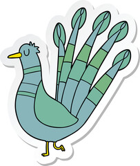 sticker of a cartoon peacock