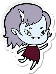 sticker of a cartoon friendly vampire girl running