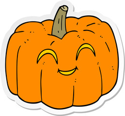sticker of a cartoon halloween pumpkin