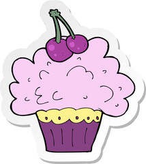 sticker of a cartoon big cupcake
