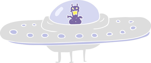 flat color illustration of a cartoon flying saucer