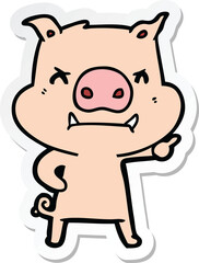 sticker of a angry cartoon pig