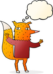 cartoon fox with thought bubble