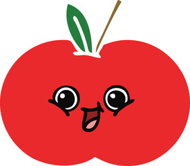 flat color retro cartoon red apple